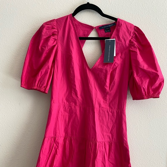 FRENCH CONNECTION barbiecore tiered puff sleeve dress US6 new with tag MSRP$98 - Picture 5 of 5